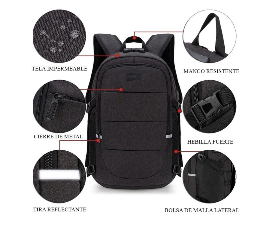 Mochila urbana antirrobo de 30l con cargador discount usb